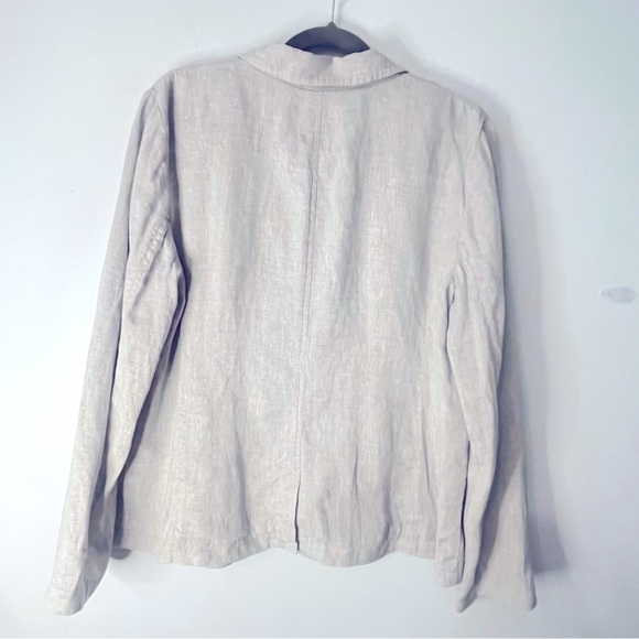 Eileen Fisher Linen Blazer Gray W/silver metallic Thread throughout Sz Large - Picture 5 of 8